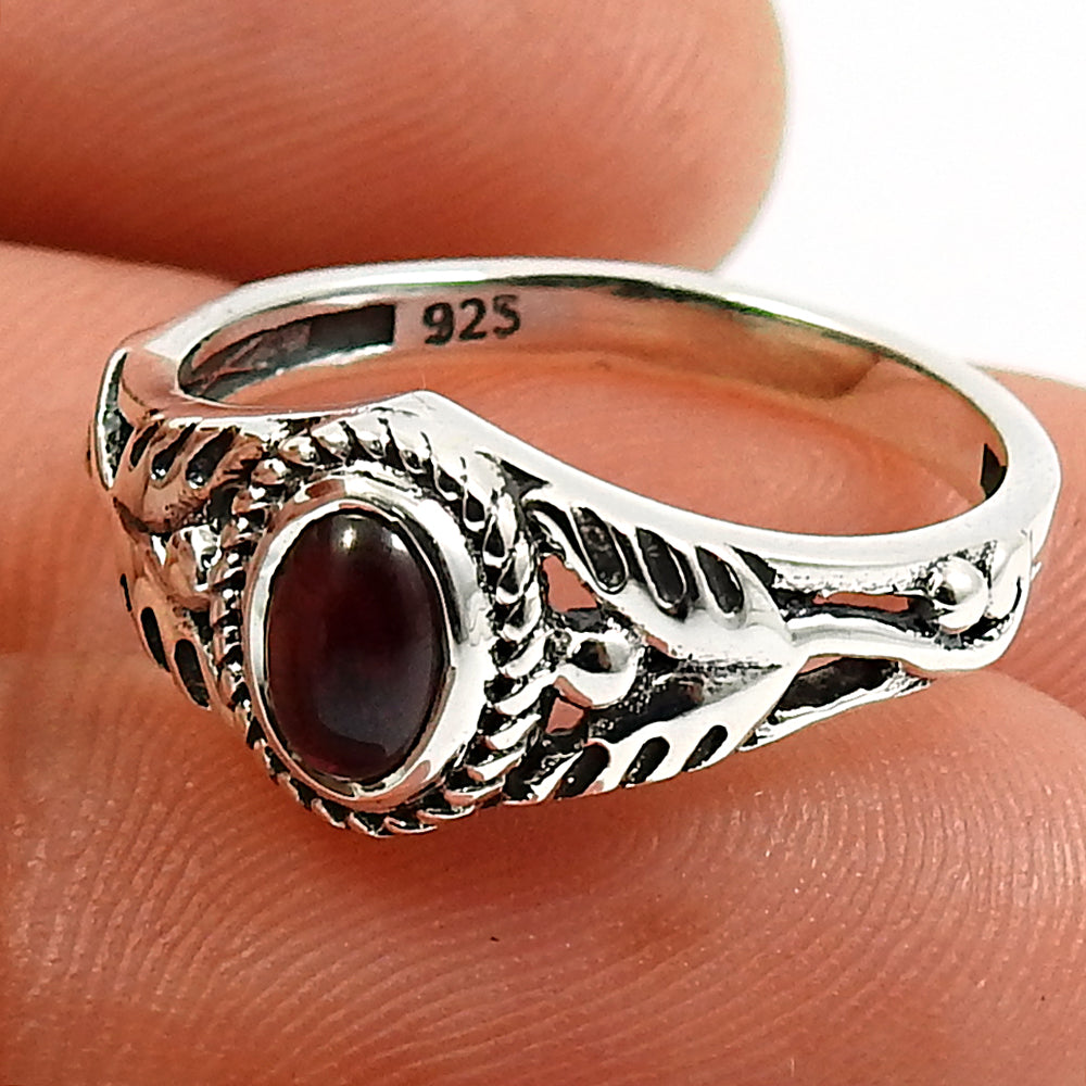 Gift For Woman Cocktail Ring 925 Silver Natural Garnet Gemstone F1