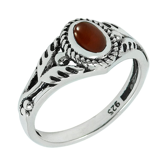 Gift For Her Carnelian Gemstone Jewelry 925 Sterling Silver Ring K99