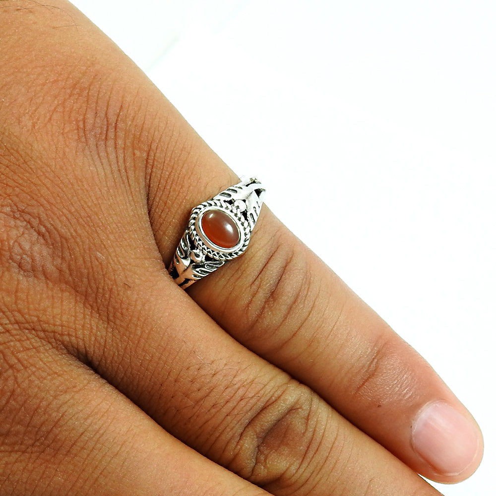 Gift For Her Carnelian Gemstone Jewelry 925 Sterling Silver Ring K99