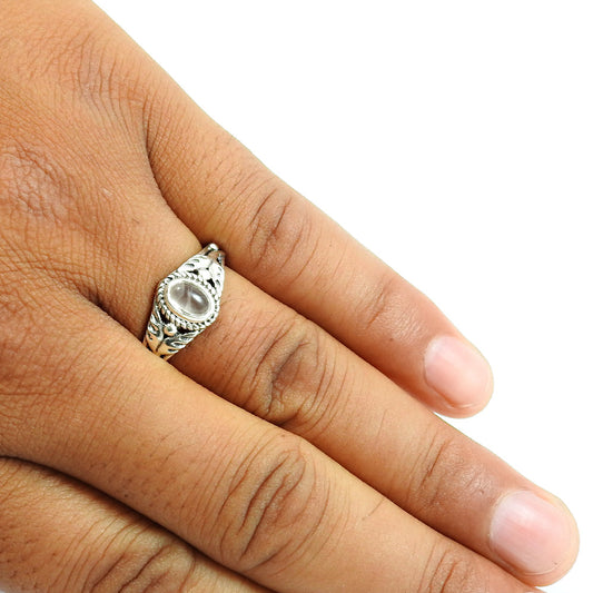 Natural Rose Quartz Cocktail Bohemian Ring 925 Silver For Women U19