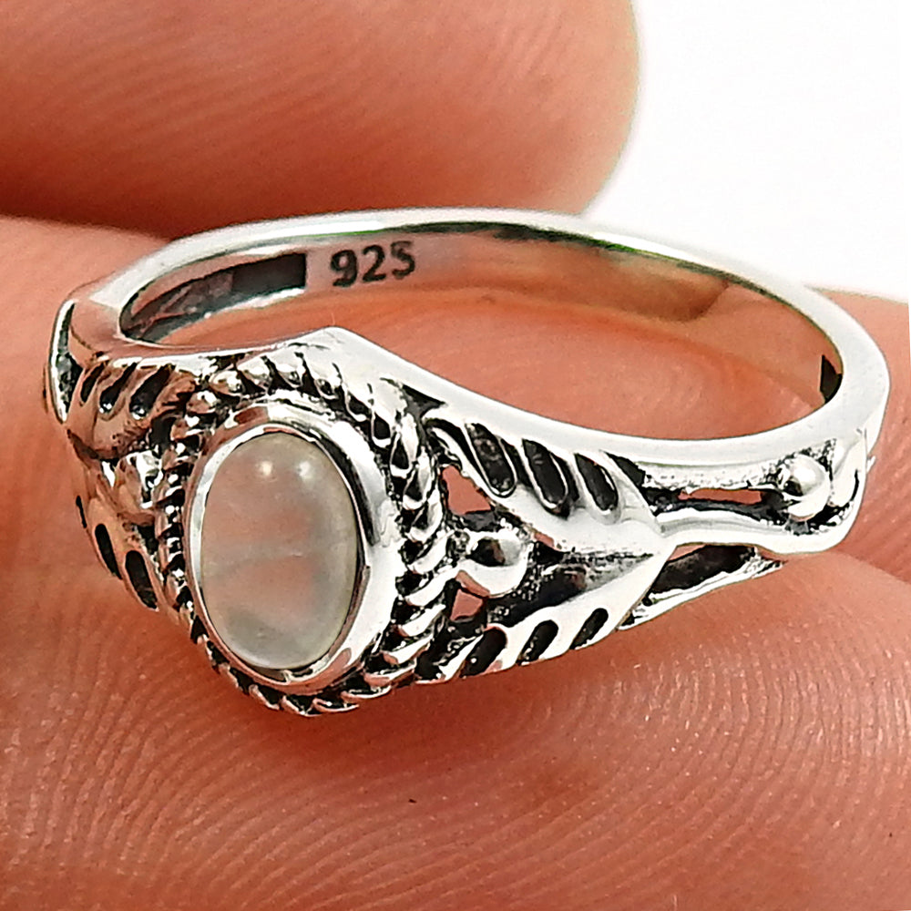 Natural Rose Quartz Cocktail Bohemian Ring 925 Silver For Women U19