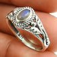Gift For Woman Natural Labradorite Tribal Ring 925 Silver Jewelry F33