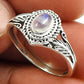 Rainbow Moonstone Gemstone Sterling Silver Bezel New Boho Cocktail Ring