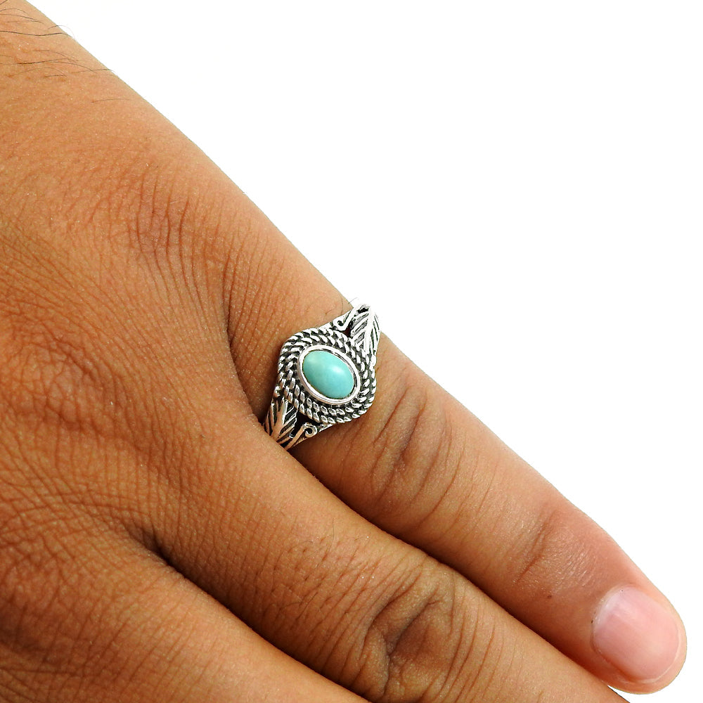 Gift For Woman Cocktail Bohemian Ring 925 Silver Natural Turquoise A1