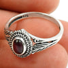Natural Garnet Gemstone Solitaire Ring 925 Sterling Silver Jewelry U16