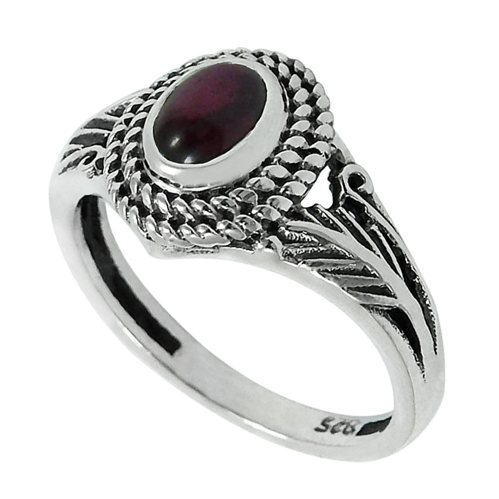 Natural Garnet Gemstone Solitaire Ring 925 Sterling Silver Jewelry U16