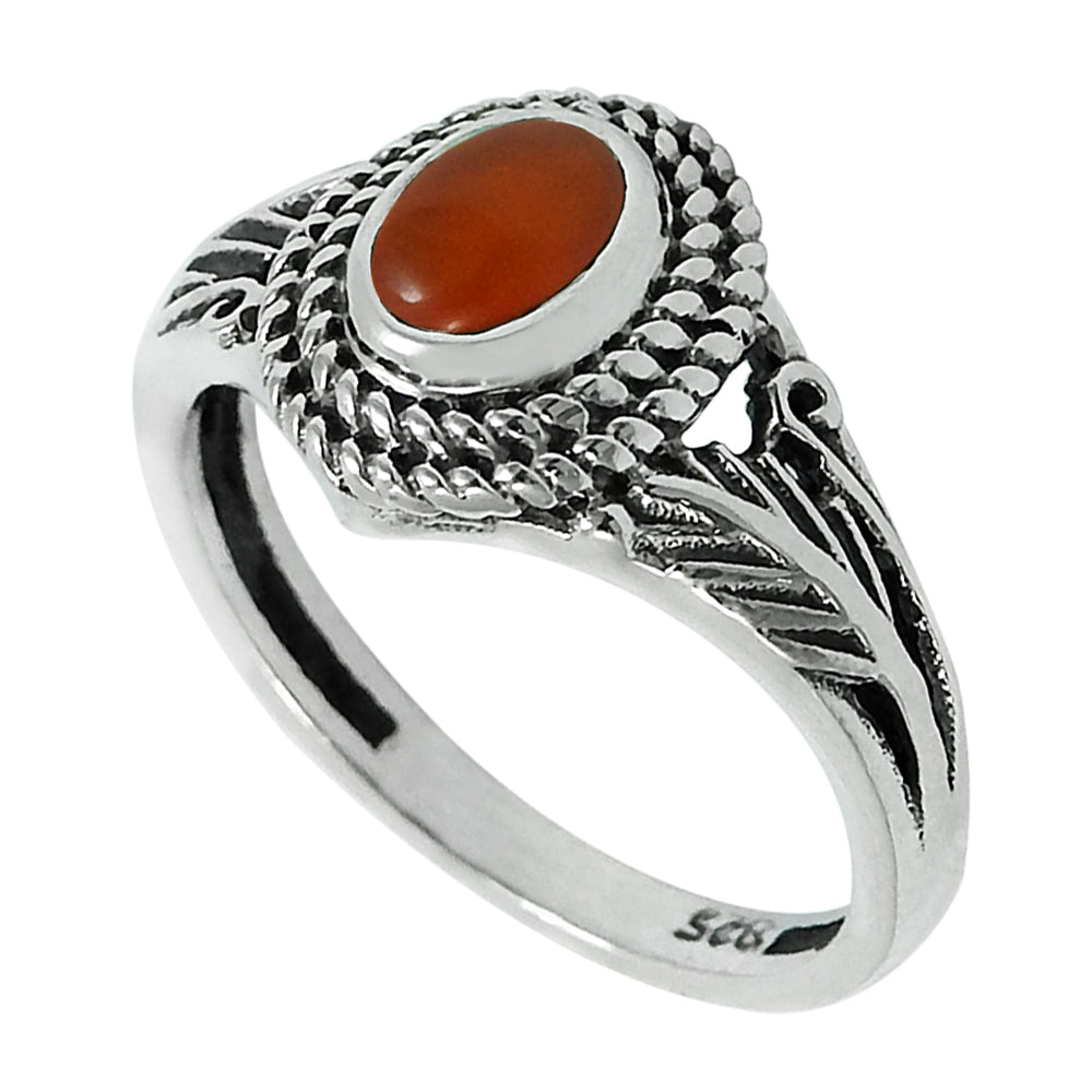Gift For Her Natural Carnelian Statement Ring 925 Sterling Silver X16