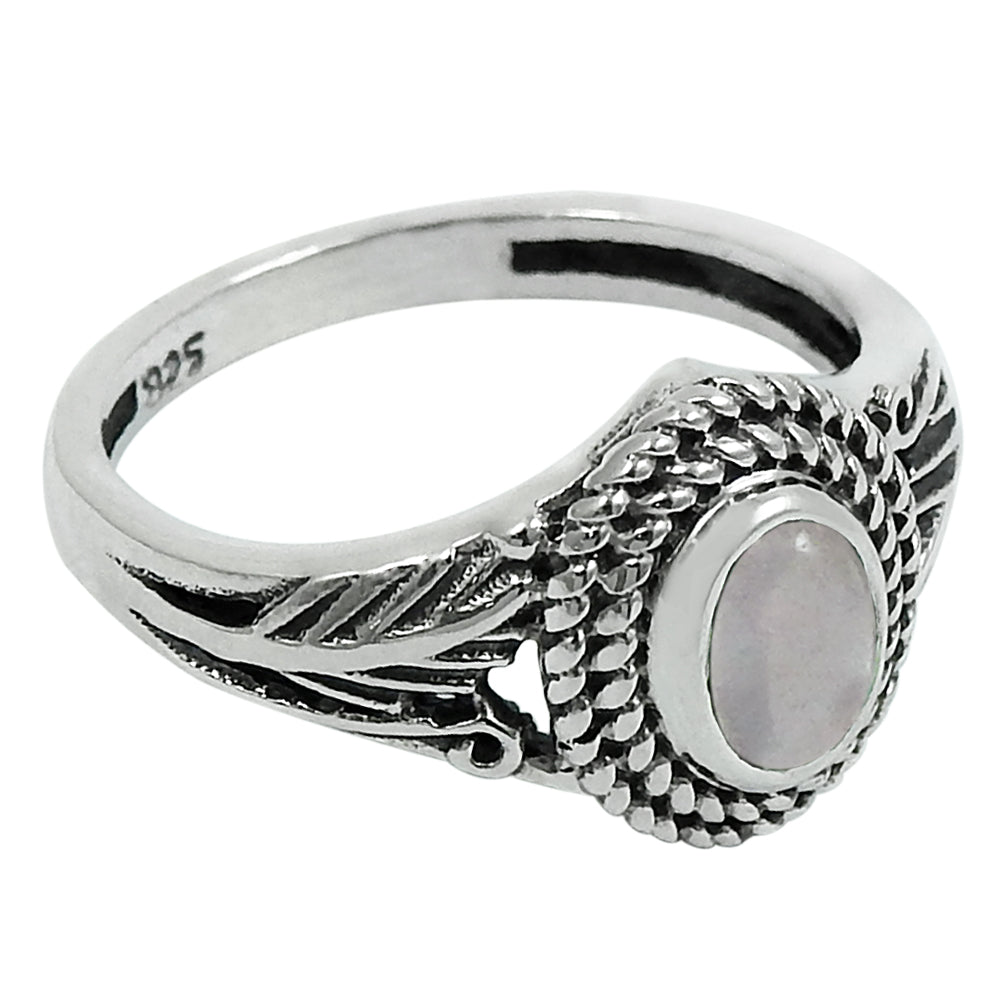 Gift For Her Natural Rose Quartz Solitaire Ring 925 Sterling Silver Y16