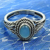 Natural Chalcedony Statement Bohemian Ring 925 Silver For Women D21
