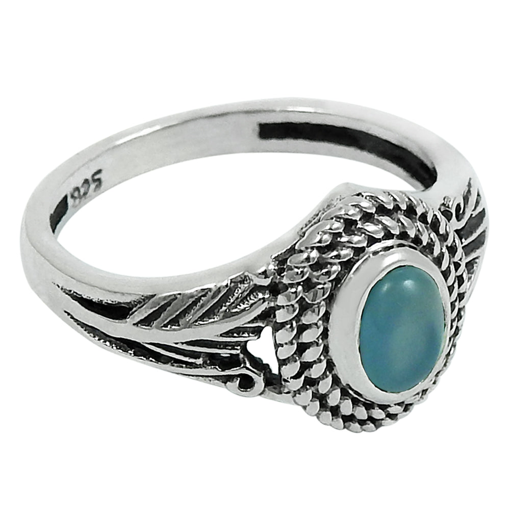Natural Chalcedony Statement Bohemian Ring 925 Silver For Women D21