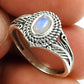 Rainbow Moonstone Gemstone Sterling Silver Bezel New Boho Cocktail Ring
