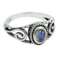 Natural Rainbow Moonstone Statement Boho Ring 925 Silver For Women F1