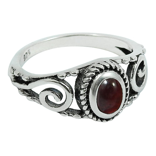 Gift For Woman Cocktail Boho Ring 925 Silver Natural Garnet Gemstone I1