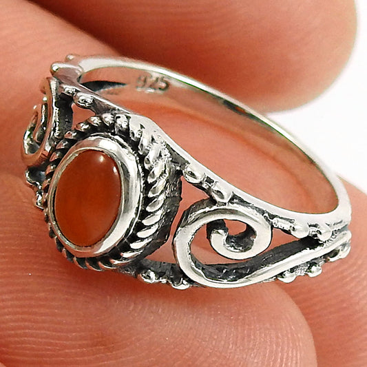 Gift For Her Carnelian Gemstone Ring 925 Sterling Silver Jewelry S2