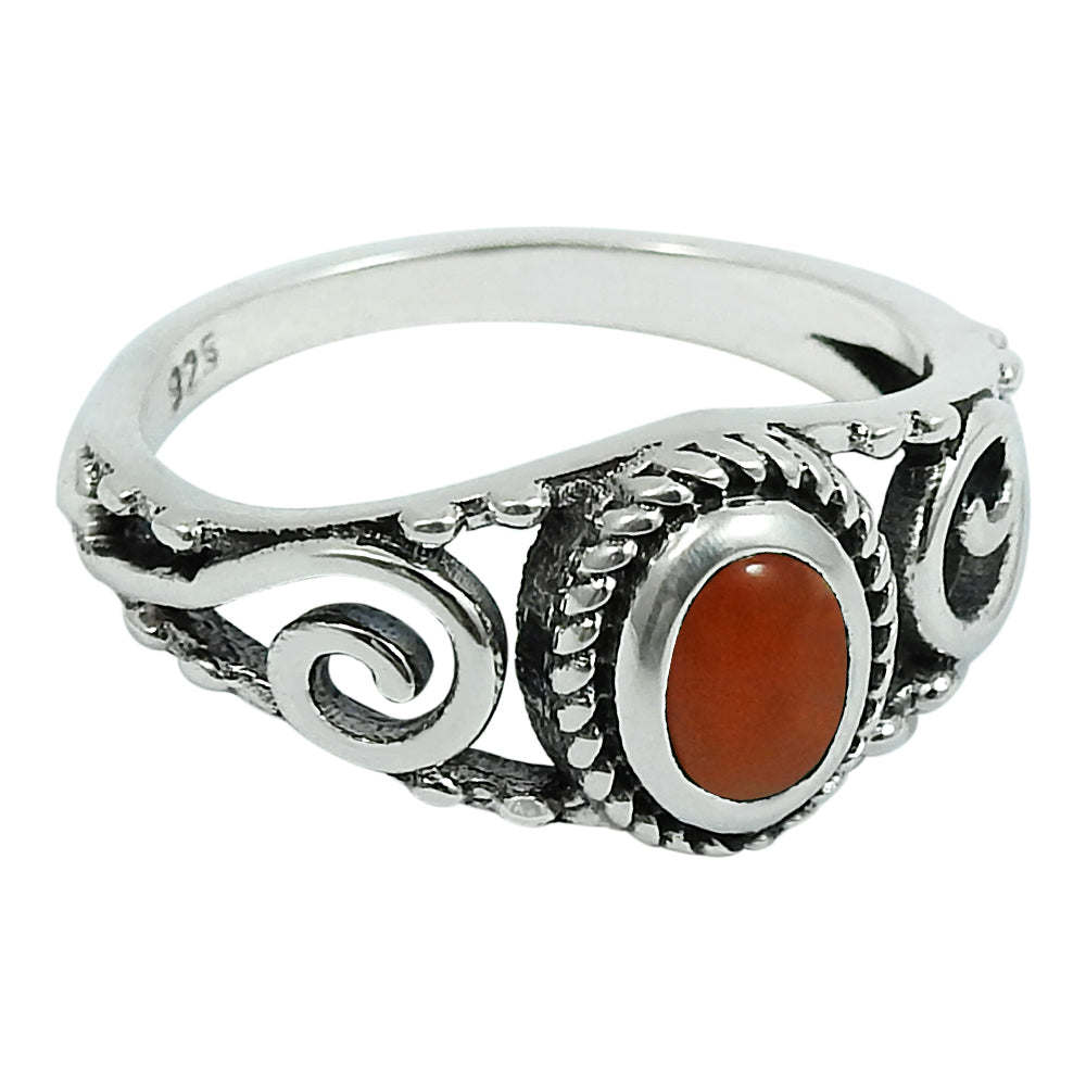 Gift For Her Carnelian Gemstone Ring 925 Sterling Silver Jewelry S2
