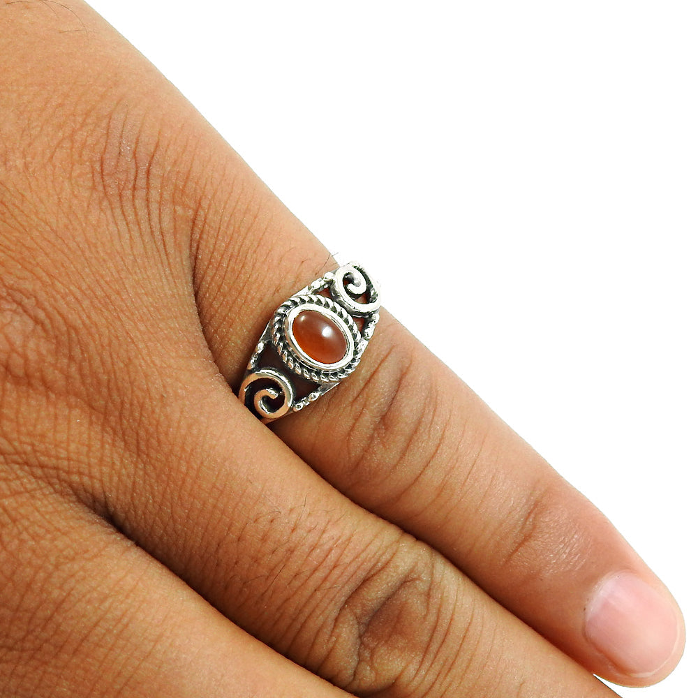 Gift For Her Carnelian Gemstone Ring 925 Sterling Silver Jewelry S2