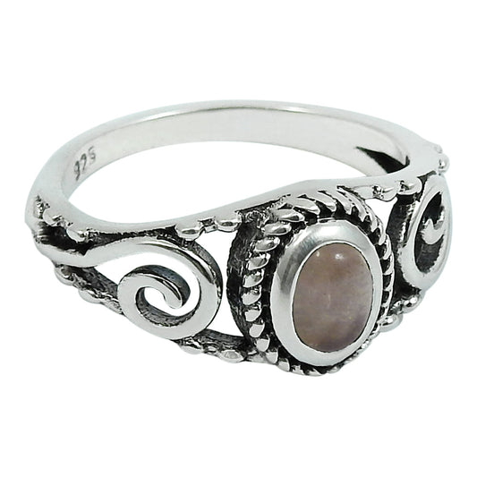 Gift For Her 925 Silver Natural Rose Quartz Cocktail Bohemian Ring C22