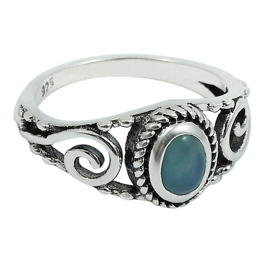 Natural Chalcedony Gemstone 925 Silver Statement Ring For Women Q1