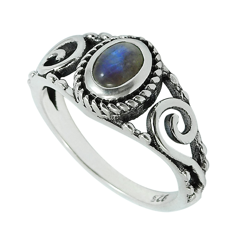 Gift For Woman 925 Silver Natural Labradorite Cocktail Tribal Ring F1