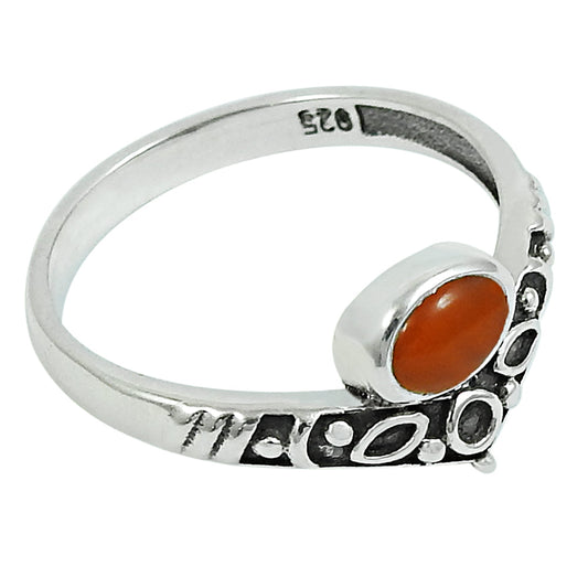 Gift For Woman Natural Carnelian Cocktail Crown Ring 925 Silver Z13