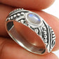 Natural Rainbow Moonstone Gemstone Statement White Ring 925 Silver W17