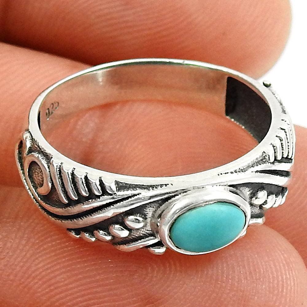 Natural Turquoise Sterling Silver Mother Handmade Ethnic Statement New Ring