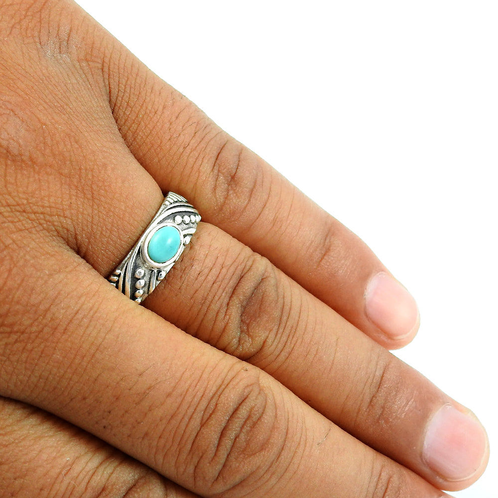 Natural Turquoise Sterling Silver Mother Handmade Ethnic Statement New Ring