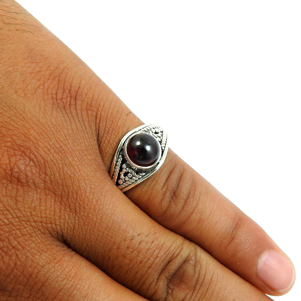 Natural Garnet Gemstone Cocktail Vintage Ring 925 Sterling Silver K1