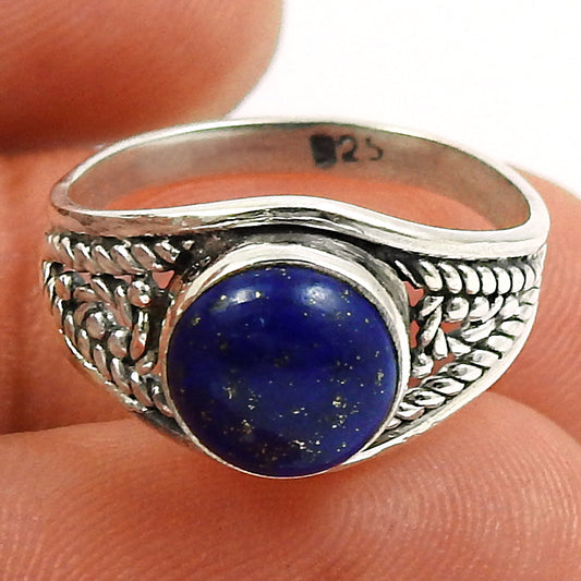 Gift For Woman Natural Lapis Lazuli Statement Ring 925 Silver R23