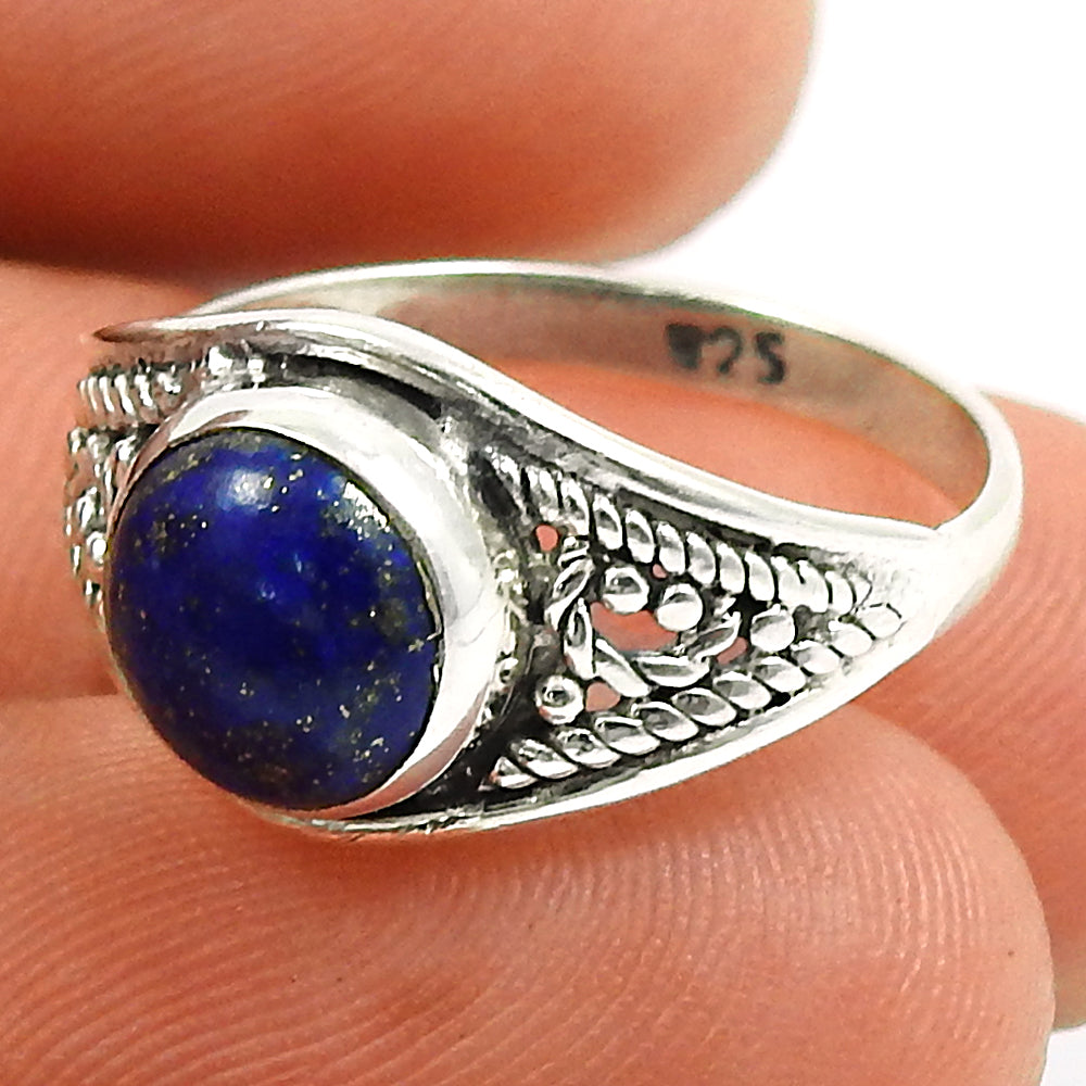 Gift For Woman Natural Lapis Lazuli Statement Ring 925 Silver R23