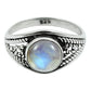 Natural Rainbow Moonstone Gemstone Cocktail Tribal Ring 925 Silver I1