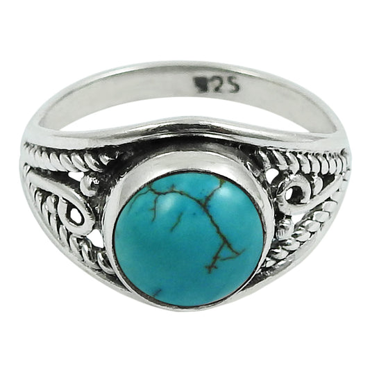 Natural Turquoise Gemstone 925 Silver Elegant Statement Ring For Her E2