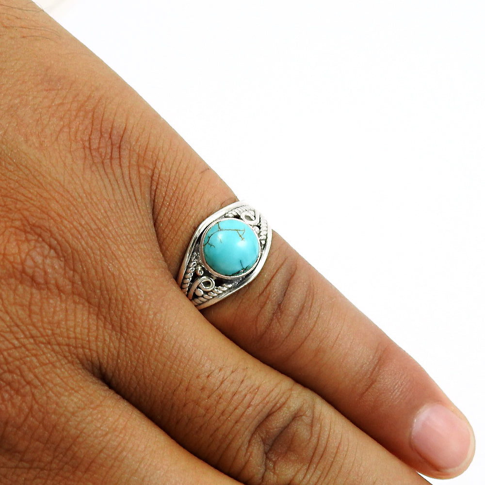 Natural Turquoise Gemstone 925 Silver Elegant Statement Ring For Her E2
