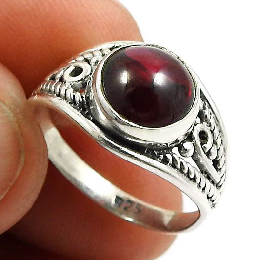Gift For Her Natural Garnet Causal Cocktail Ring 925 Sterling Silver B2