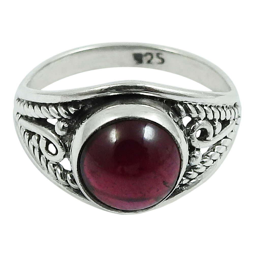 Gift For Her Natural Garnet Causal Cocktail Ring 925 Sterling Silver B2