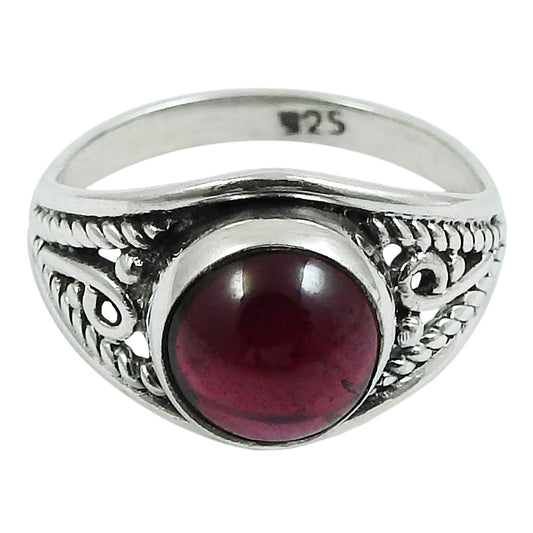 Gift For Her Natural Garnet Causal Cocktail Ring 925 Sterling Silver B2