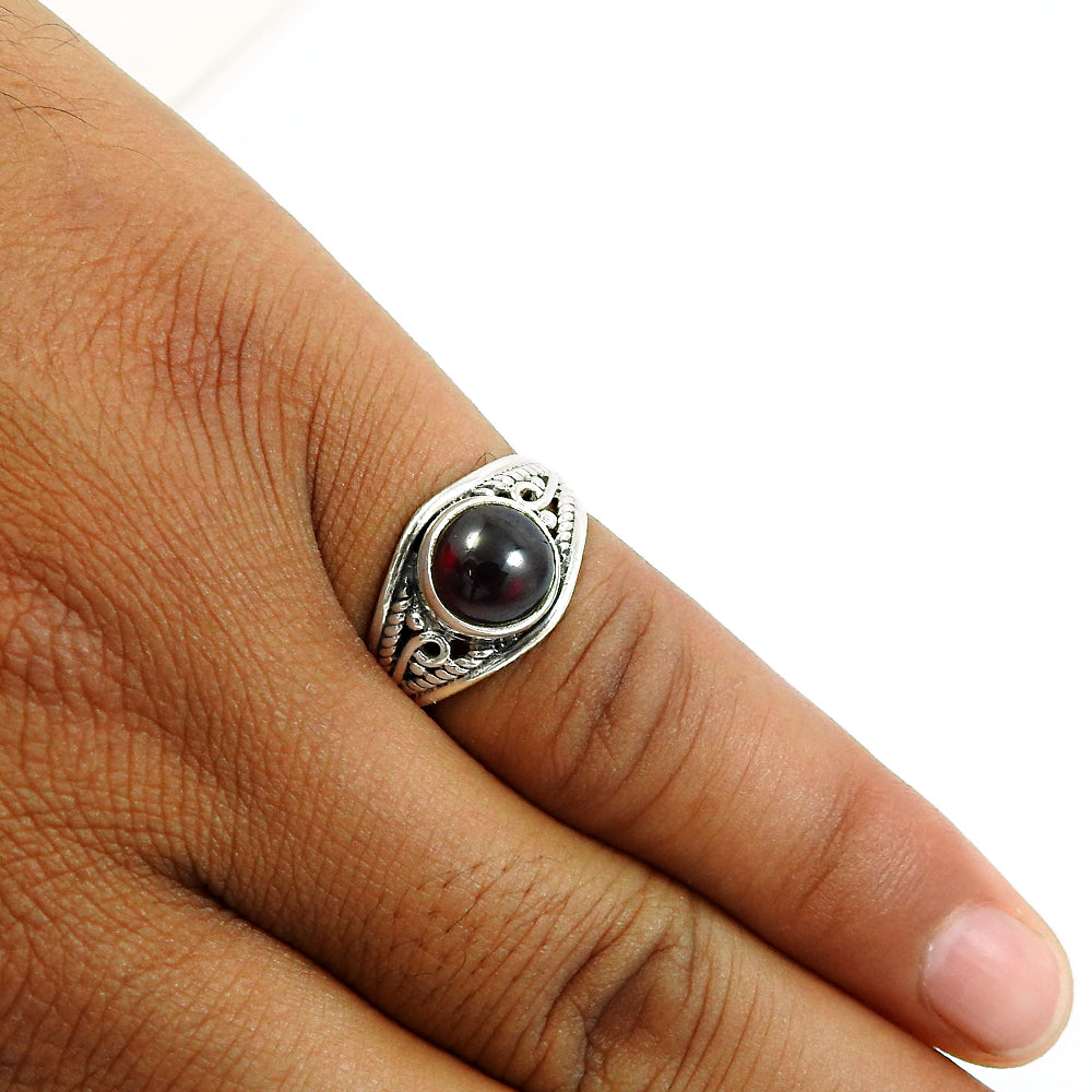 Gift For Her Natural Garnet Causal Cocktail Ring 925 Sterling Silver B2