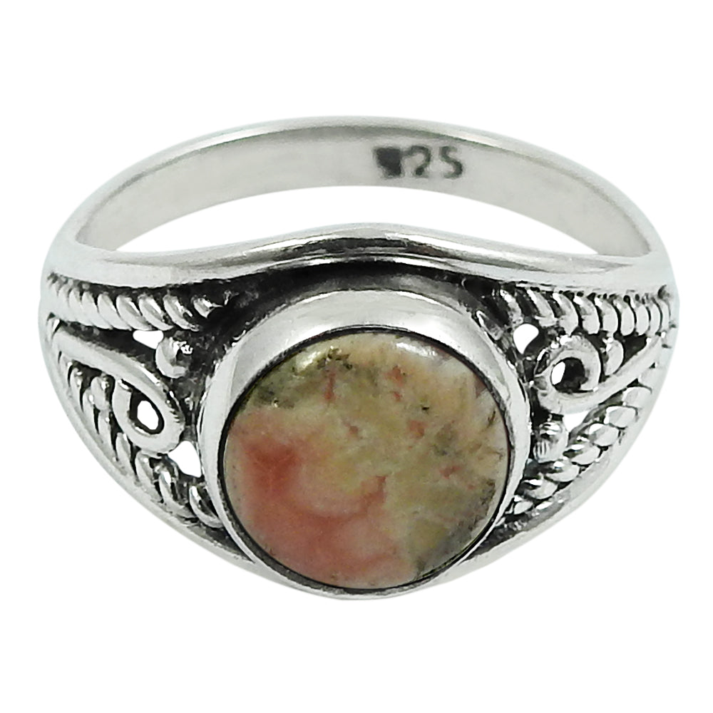 Natural Rhodochrosite Gemstone 925 Silver Statement Ring For Women S18