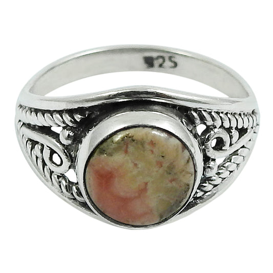 Natural Rhodochrosite Gemstone 925 Silver Statement Ring For Women S18