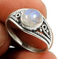 Solitaire Boho Ring 925 Silver Natural Rainbow Moonstone T18