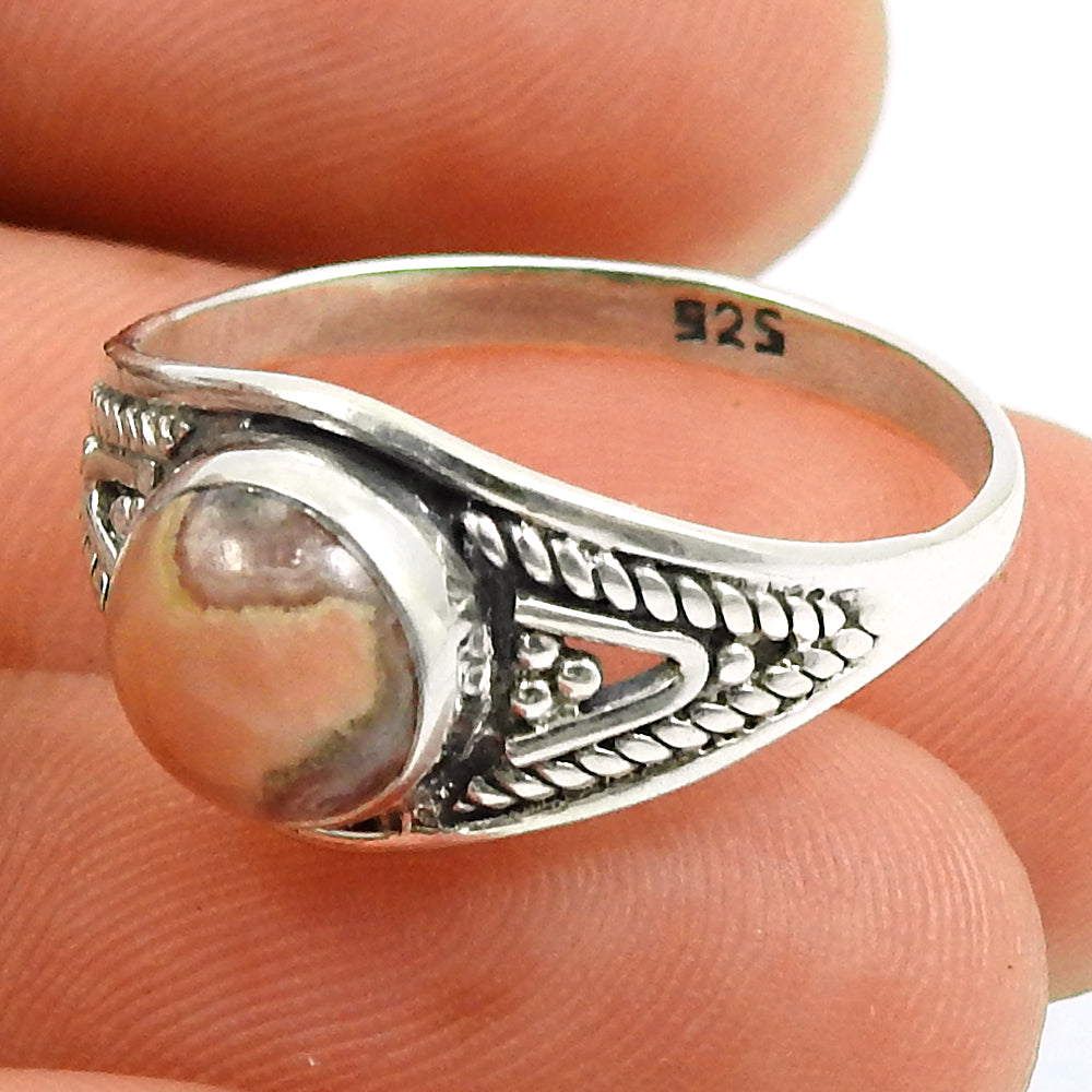 Gift For Her 925 Silver Natural Rhodochrosite Cocktail Boho Ring V18