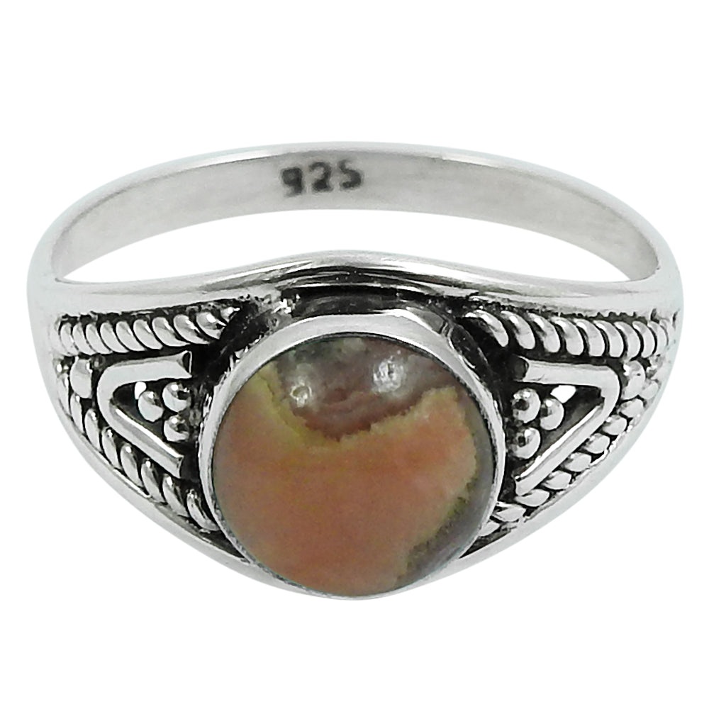 Gift For Her 925 Silver Natural Rhodochrosite Cocktail Boho Ring V18
