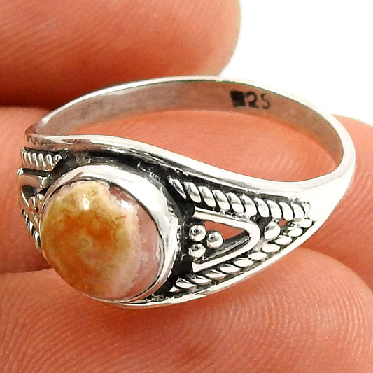Gift For Her 925 Silver Natural Rhodochrosite Cocktail Boho Ring V18