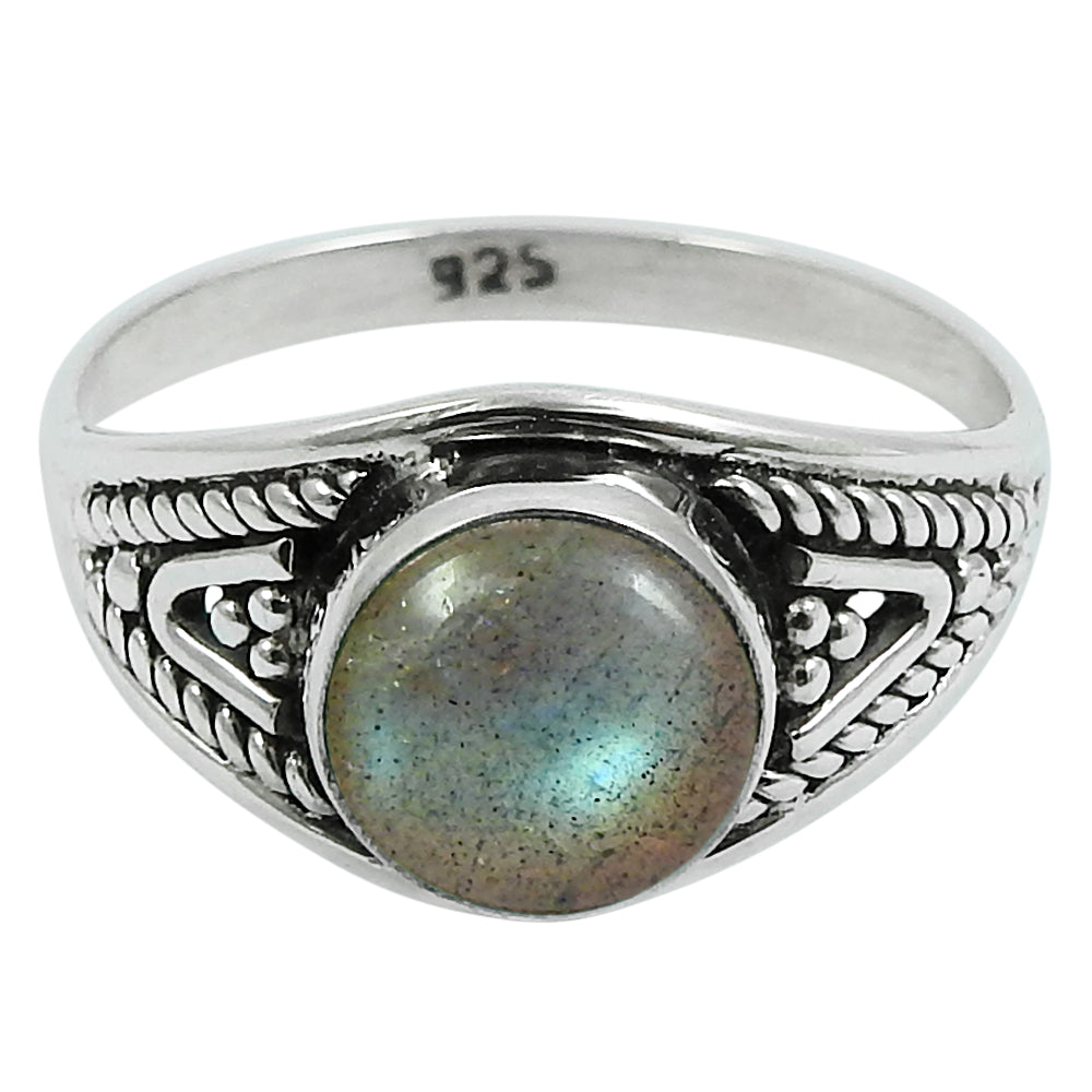 Gift For Woman 925 Silver Natural Labradorite Cocktail Boho Ring I1