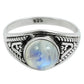 Natural Rainbow Moonstone Gemstone Statement Vintage Ring 925 Silver J1