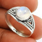 Natural Rainbow Moonstone Gemstone Statement Vintage Ring 925 Silver J1