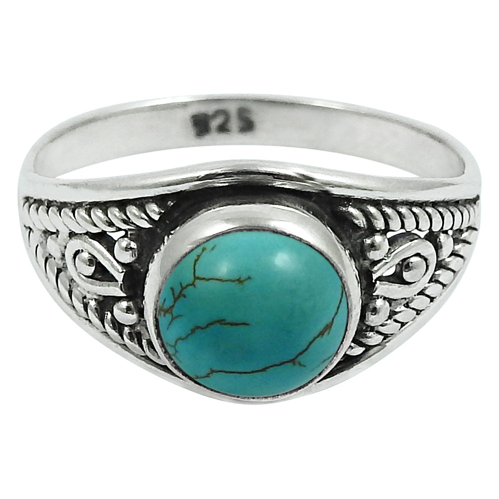 Natural Turquoise 925 Silver Cocktail Bohemian Ring For Women I1