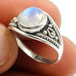 Solid 925 Silver Natural Rainbow Moonstone Party Wear Handmade Ring G6