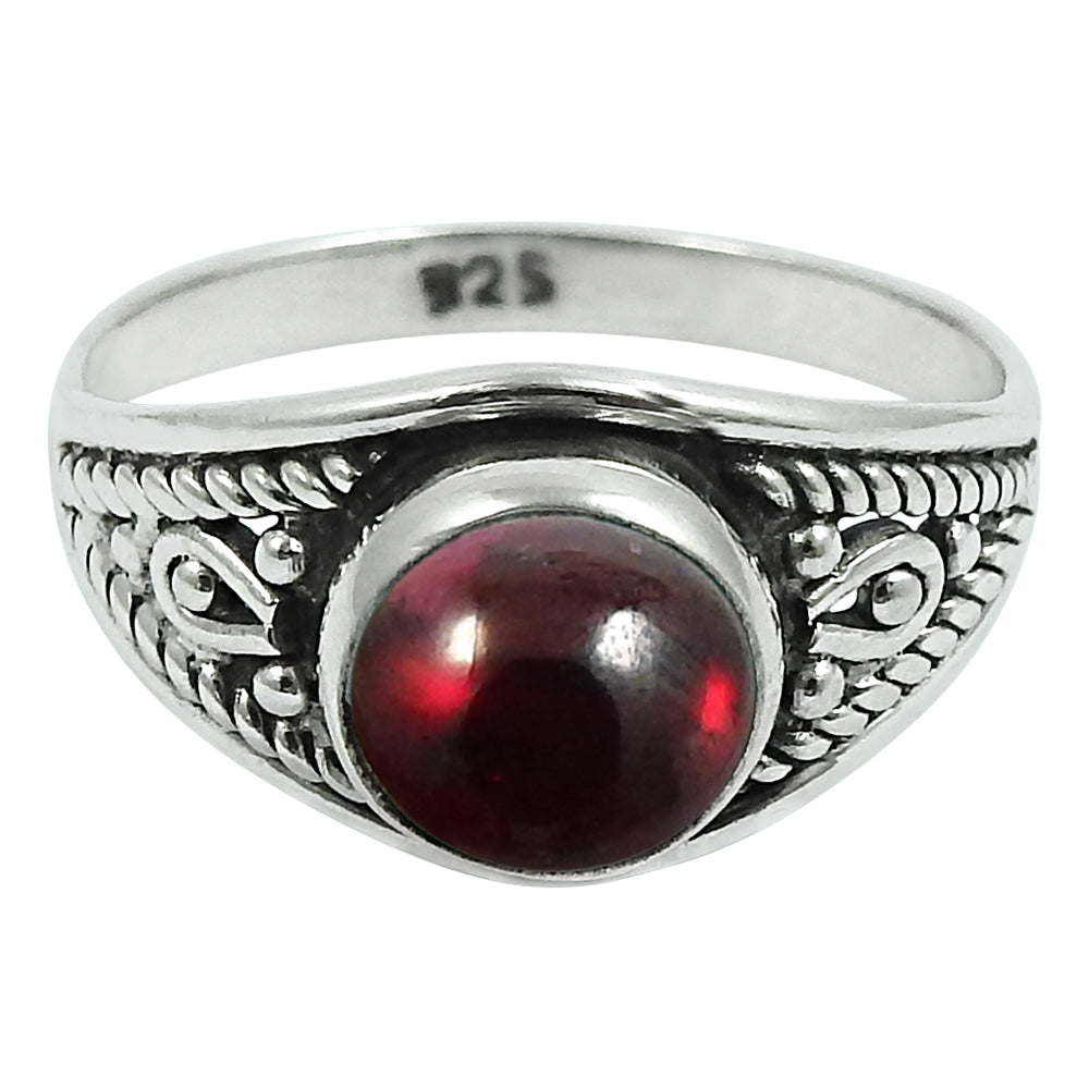 Solid 925 Silver Natural Red Garnet Gemstone Charming Statement Ring H6