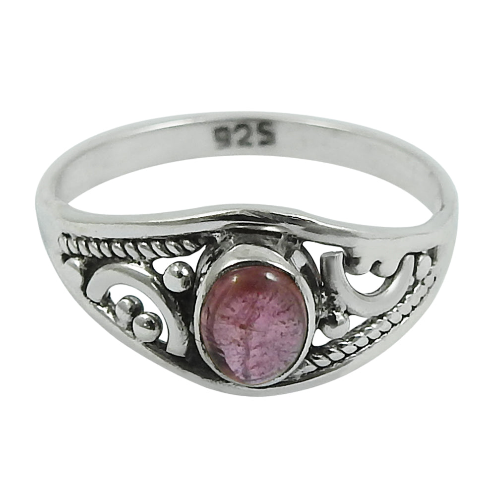 Natural Pink Tourmaline 925 Silver Cocktail Bohemian Ring Gift For Women Girls